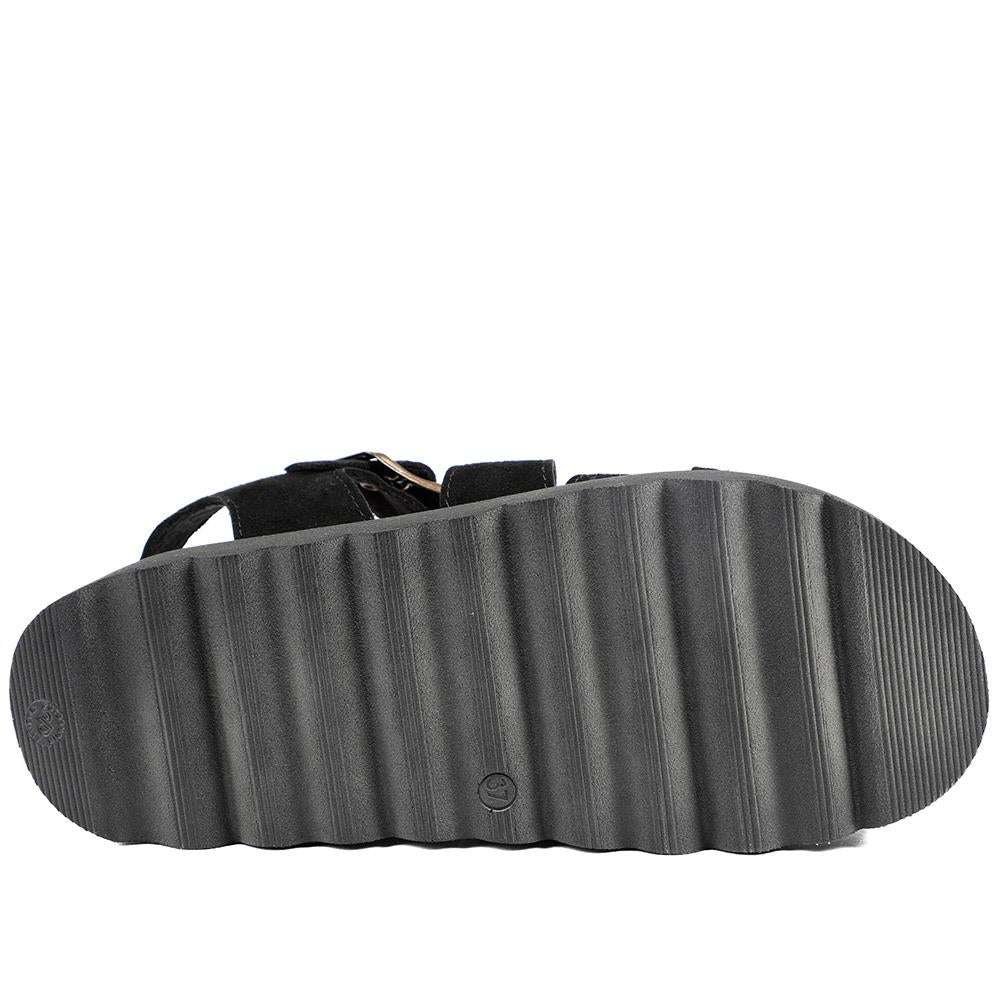 FlyFlot Wedge Heel Buckled Sandals - FLY43007 / 328 656 - Black - Image 6