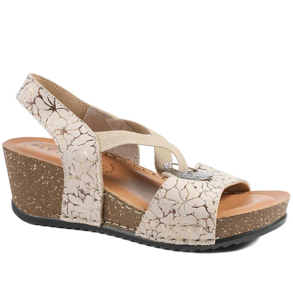 FlyFlot Wedge Heel Slingback Sandals - FLY43023 / 328 682 - Beige