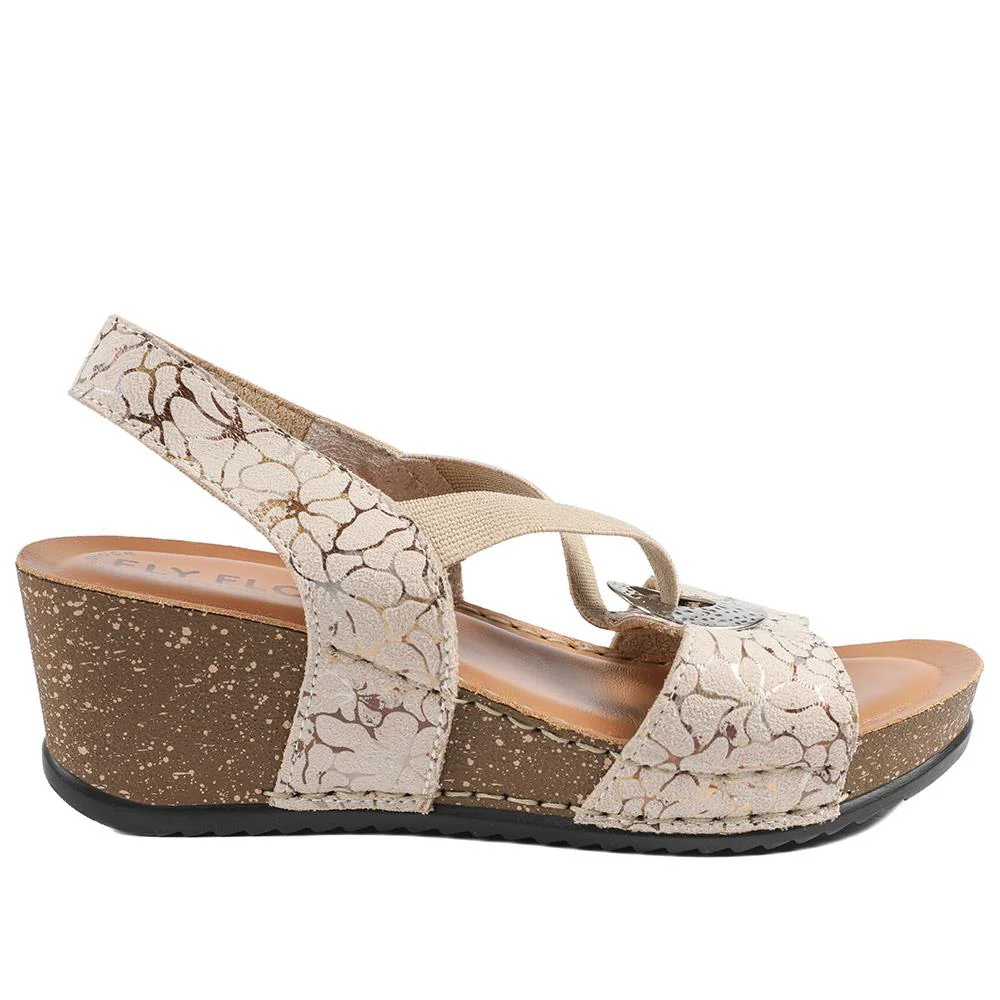 FlyFlot Wedge Heel Slingback Sandals - FLY43023 / 328 682 - Beige - Image 3