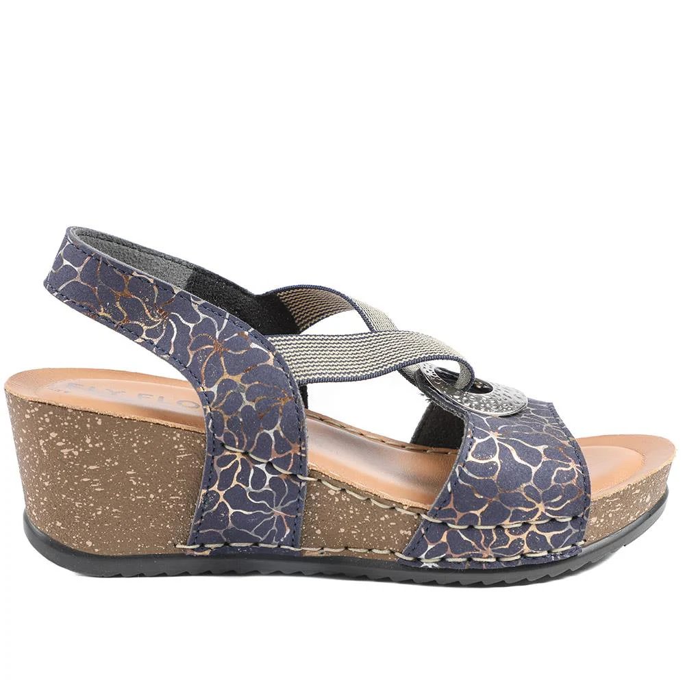 FlyFlot Wedge Heel Slingback Sandals - FLY43023 / 328 682 - Navy - Image 3