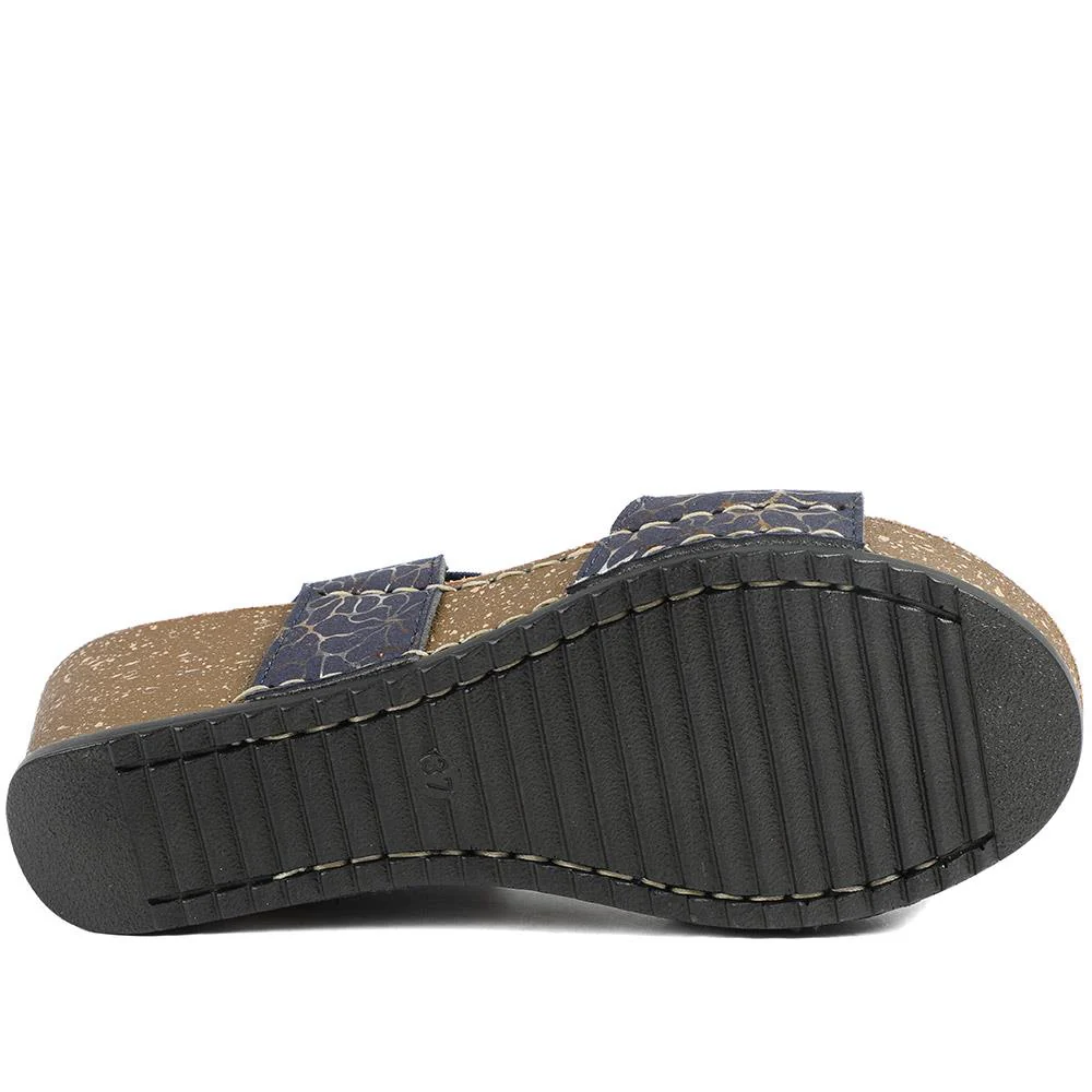 FlyFlot Wedge Heel Slingback Sandals - FLY43023 / 328 682 - Navy - Image 6