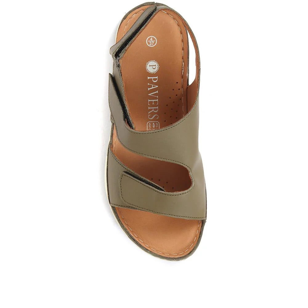 Fully Adjustable Leather Sandals - GENC33005 / 319 790 - Khaki - Image 4