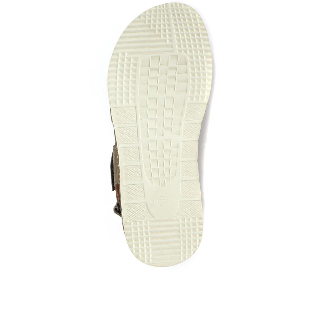Fully Adjustable Leather Sandals - GENC33005 / 319 790 - Khaki - Image 5