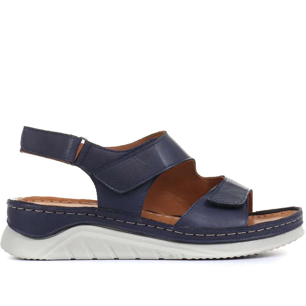 Fully Adjustable Leather Sandals - GENC33005 / 319 790 - Navy - Image 2