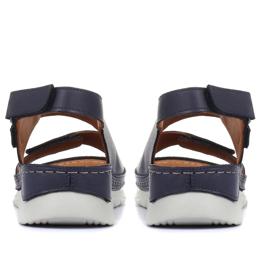 Fully Adjustable Leather Sandals - GENC33005 / 319 790 - Navy - Image 3