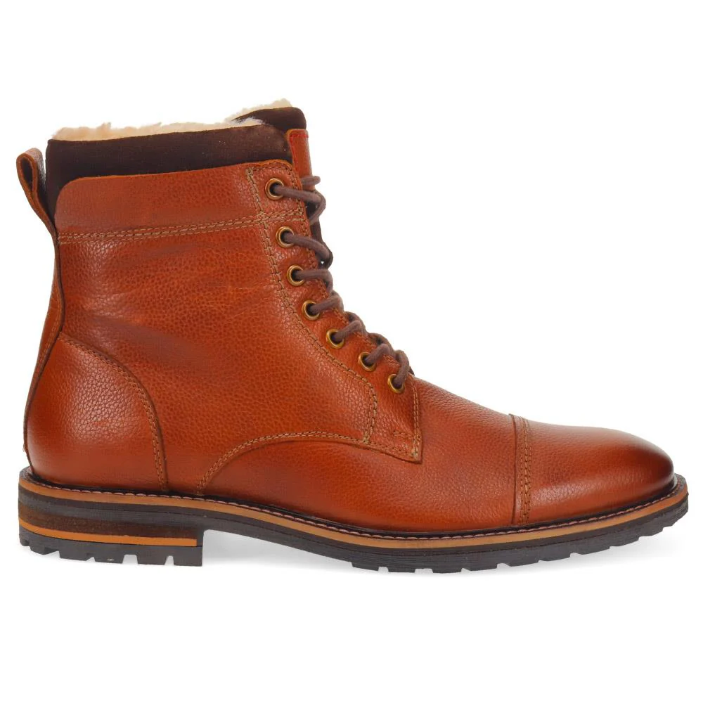 Fur-Cuffed Lace-Up Boots - RNB40007 / 325 992 - Brown - Image 2