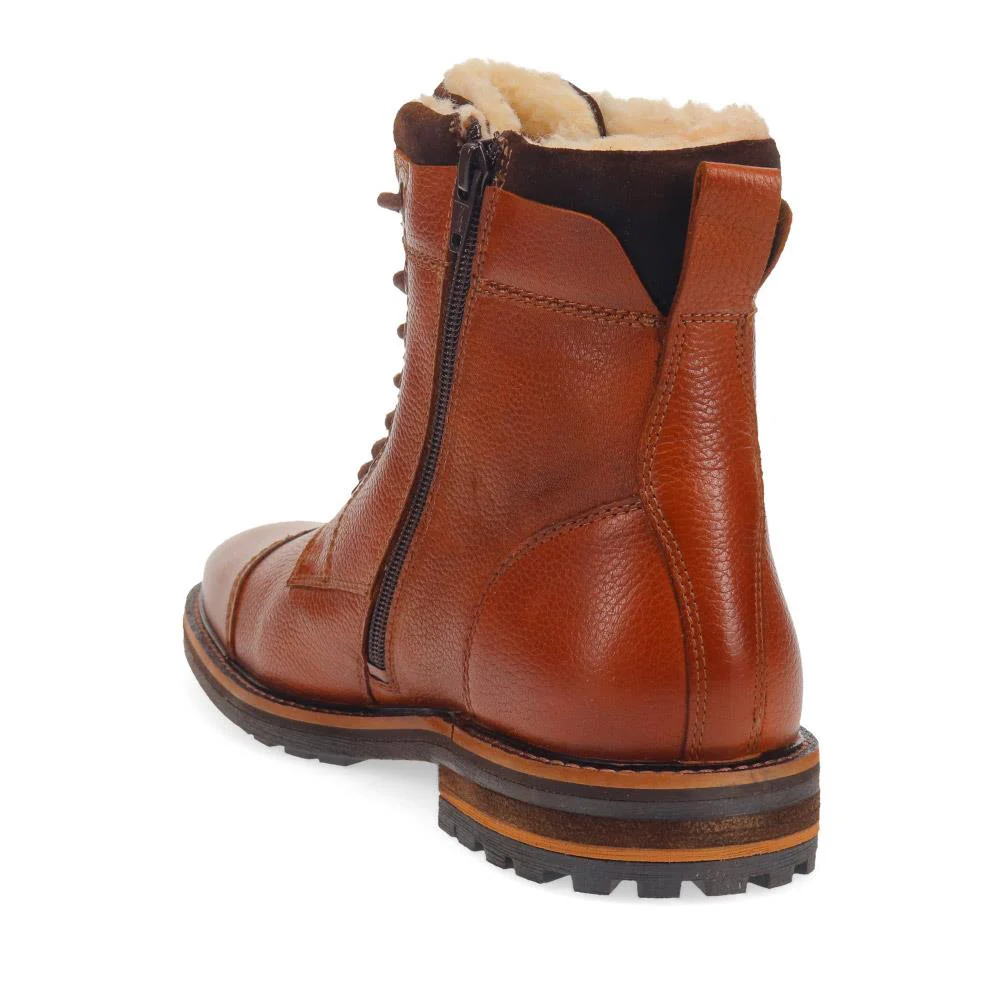 Fur-Cuffed Lace-Up Boots - RNB40007 / 325 992 - Brown - Image 3