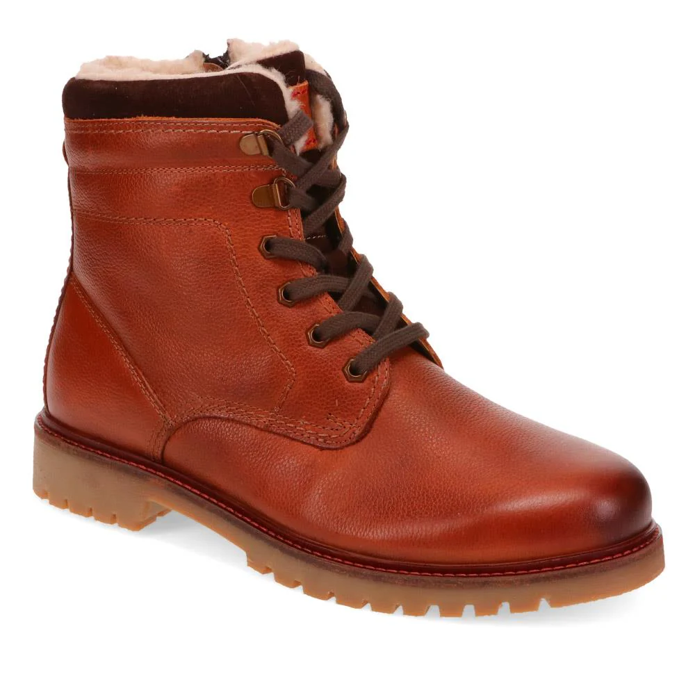 Fur-Cuffed Lace-Up Boots - RNB40013 / 325 996 - Brown