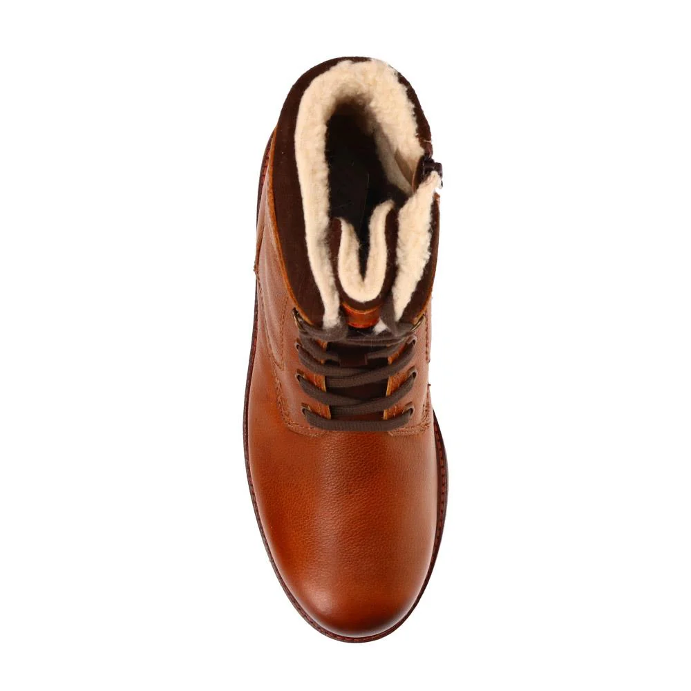Fur-Cuffed Lace-Up Boots - RNB40013 / 325 996 - Brown - Image 4