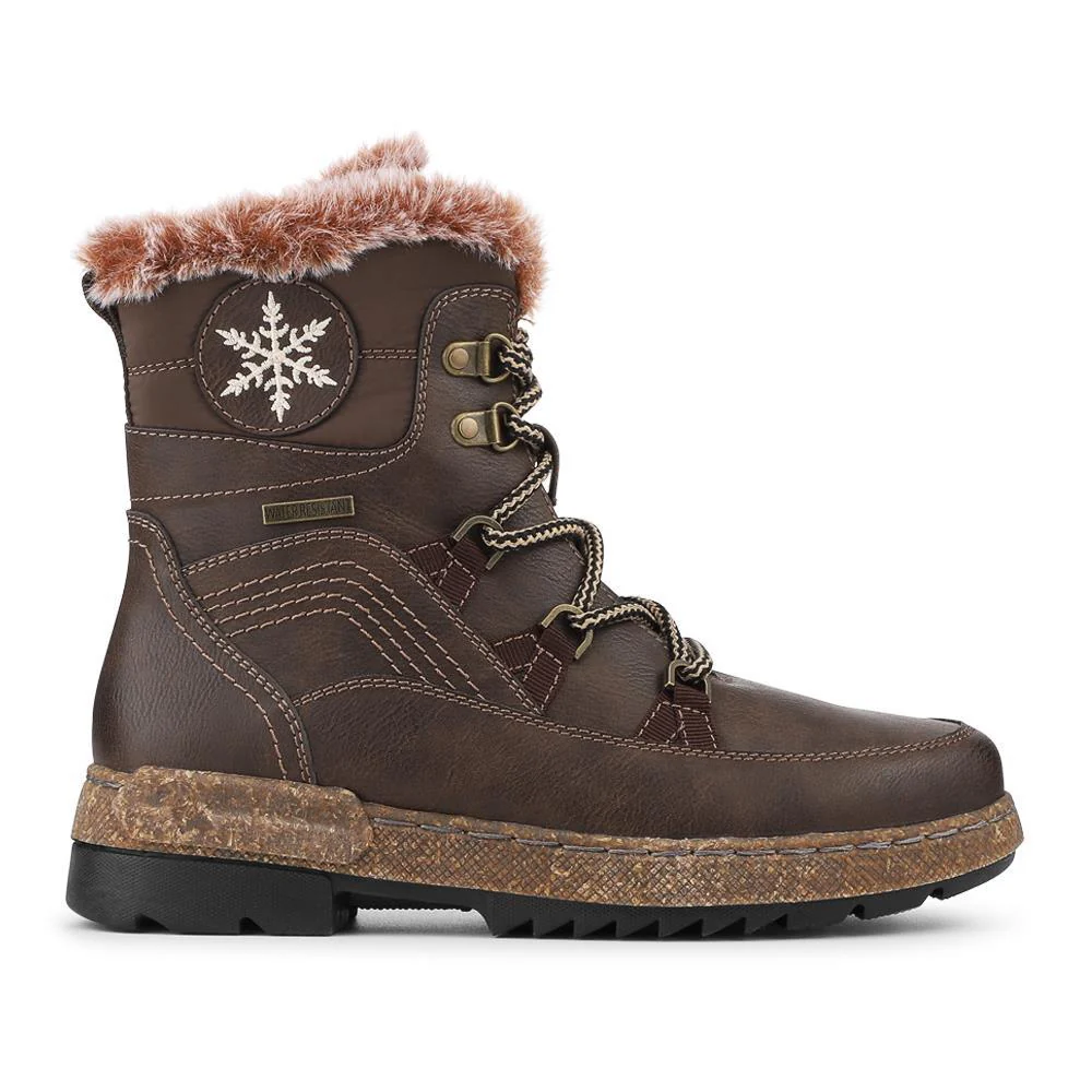 Fur Lined Water Resistant Weather Boots - WOIL42056 / 328 546 - Brown - Image 2