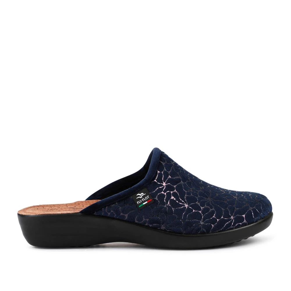 FylFlot Self-Moulding Velour Mules - FLY42031 / 327 726 - Navy - Image 2