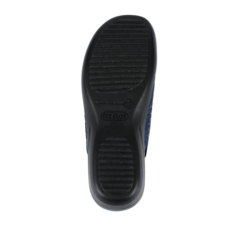 FylFlot Self-Moulding Velour Mules - FLY42031 / 327 726 - Navy - Image 4