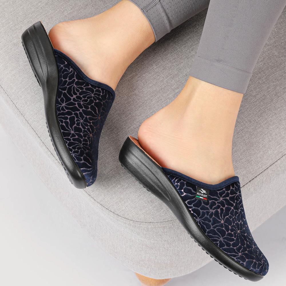 FylFlot Self-Moulding Velour Mules - FLY42031 / 327 726 - Navy - Image 5