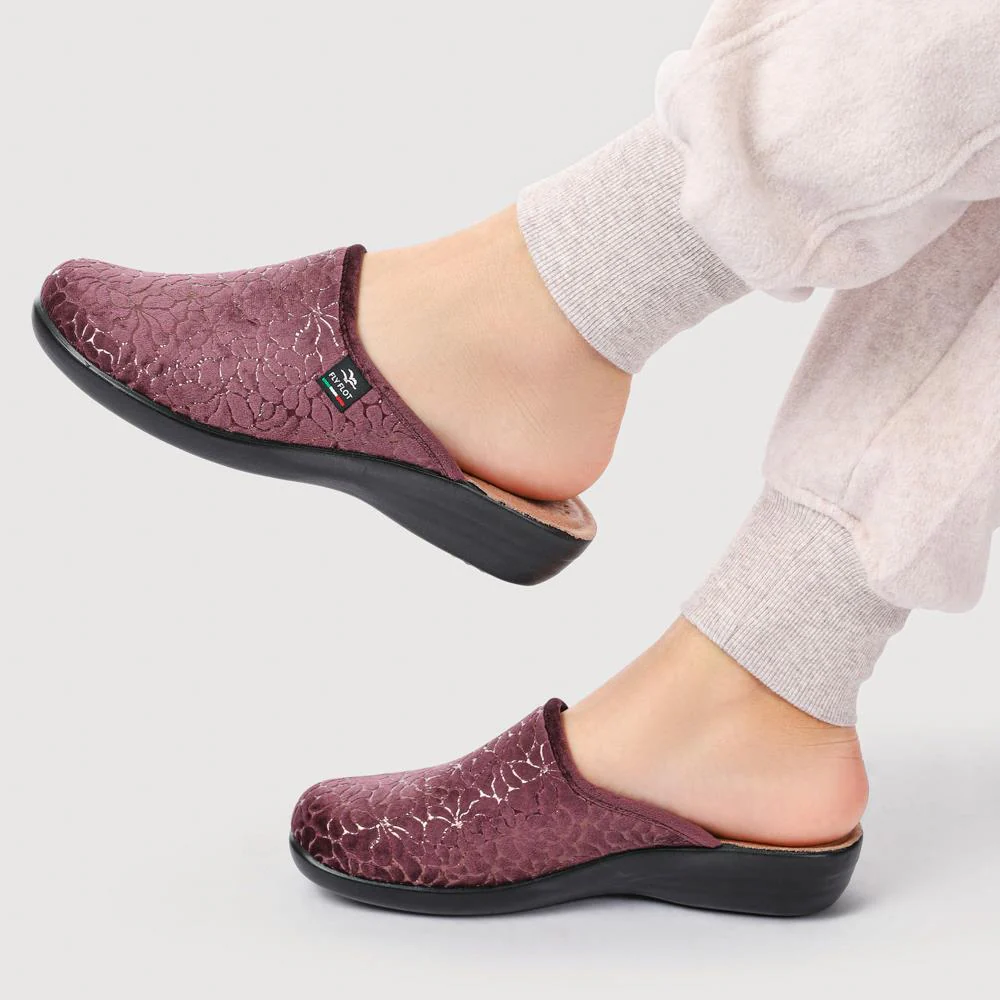 FylFlot Self-Moulding Velour Mules - FLY42031 / 327 726 - Plum - Image 5