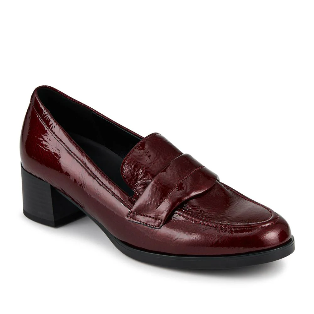 Gabor Fame Wide Fit Leather Penny Loafers - GAB42503 / 327 742 - Burgundy Patent