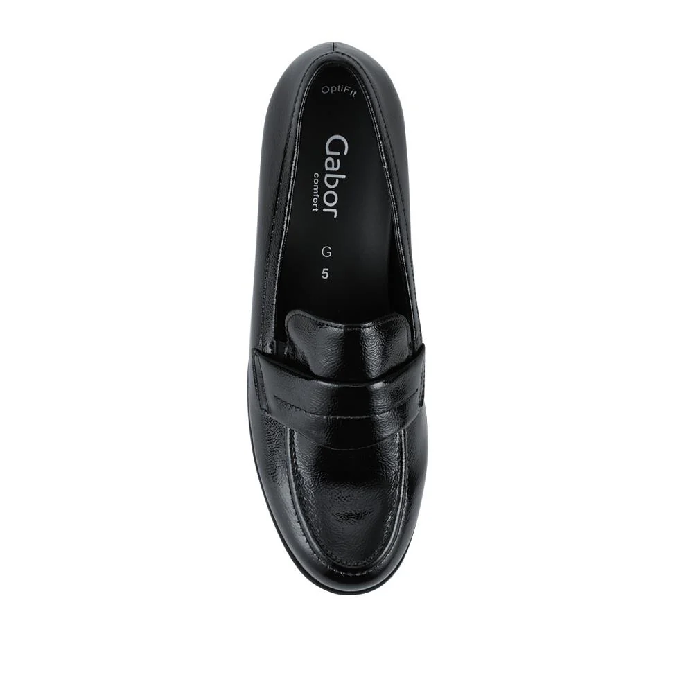 Gabor Fame Wide Fit Leather Penny Loafers - GAB42503 / 327 742 - Black Patent - Image 4