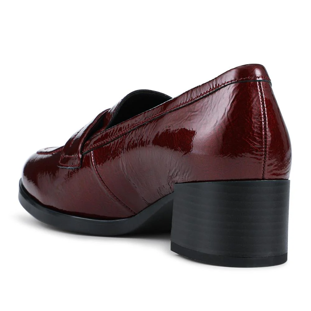 Gabor Fame Wide Fit Leather Penny Loafers - GAB42503 / 327 742 - Burgundy Patent - Image 3
