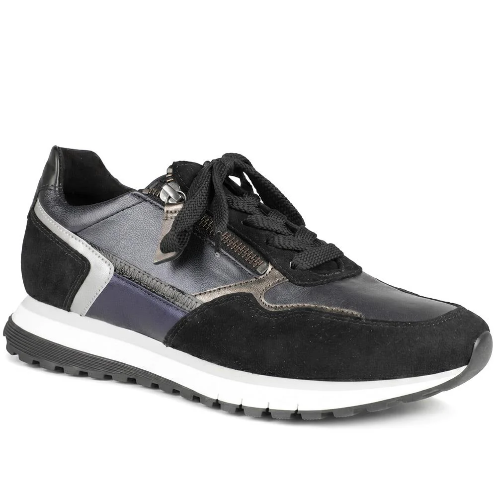 Gabor Hollywell Wide Fit Zip & Lace Trainers - GAB42502 / null - Navy