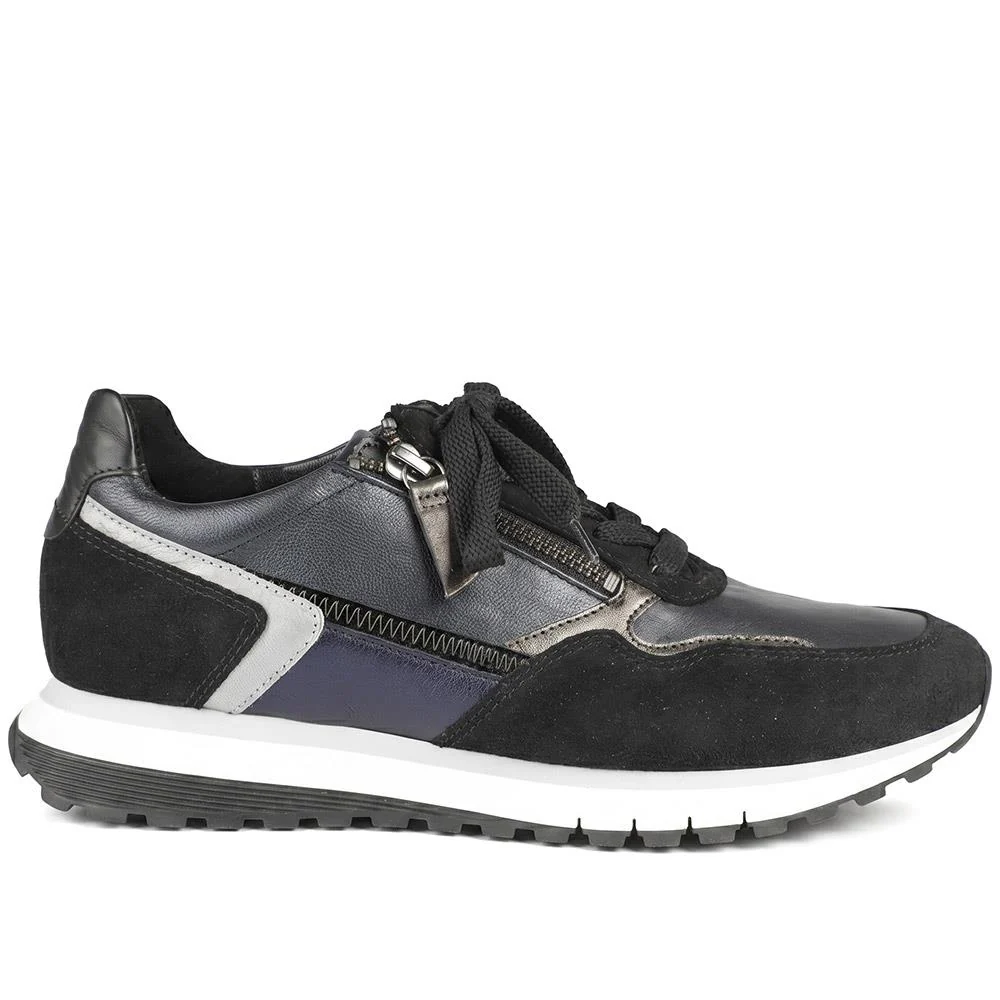 Gabor Hollywell Wide Fit Zip & Lace Trainers - GAB42502 / null - Navy - Image 2