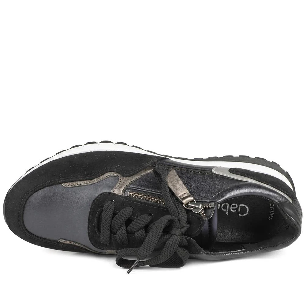 Gabor Hollywell Wide Fit Zip & Lace Trainers - GAB42502 / null - Navy - Image 4