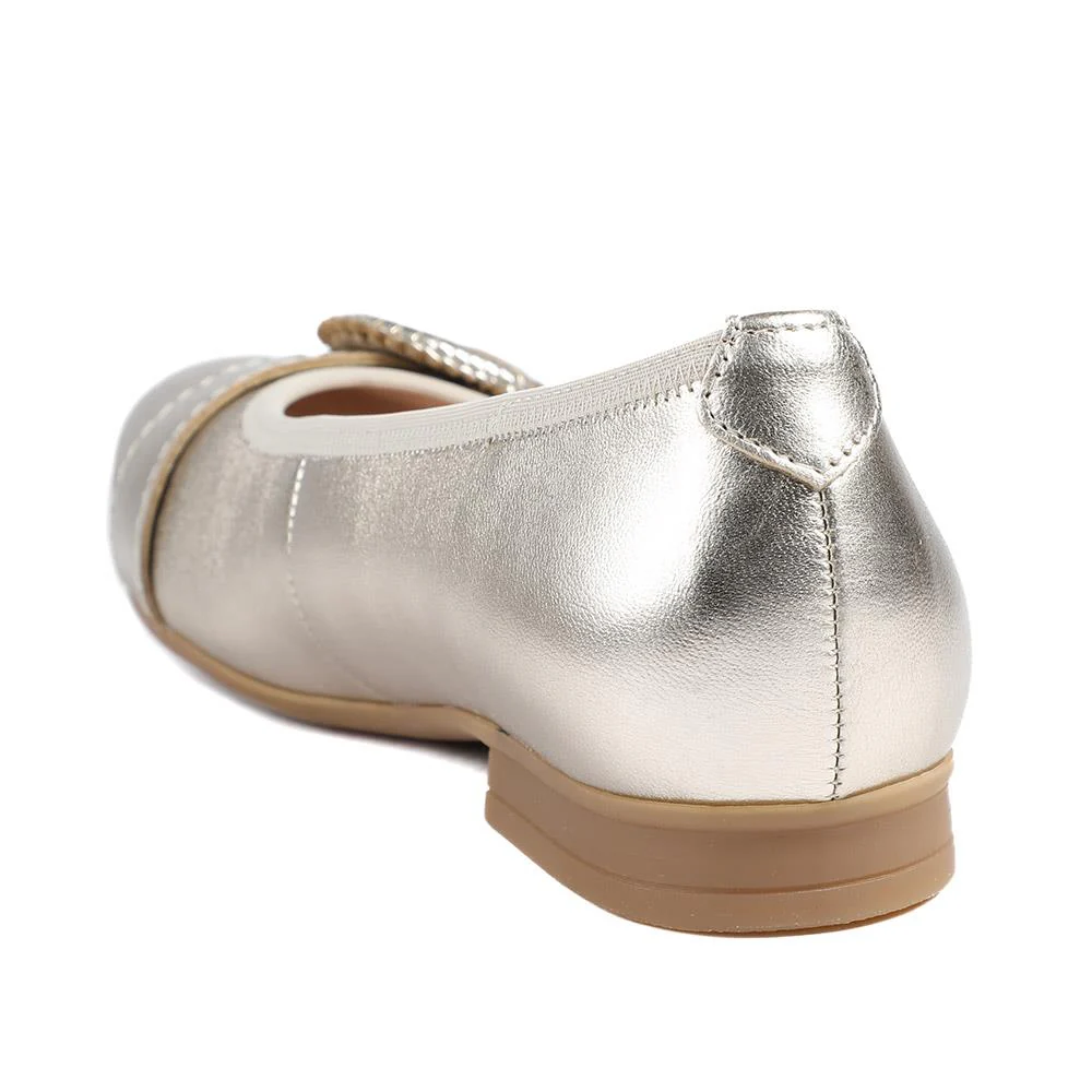 Gabor Leather Ballet Pumps - GAB43000 / 328 666 - Gold - Image 4