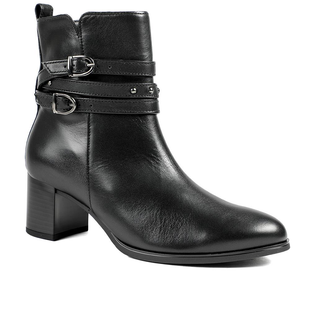 Gabor Leather Block Heel Smart Ankle Boots - GAB42027 / 329 519 - Black