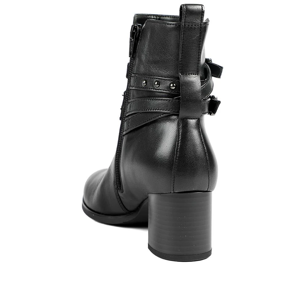 Gabor Leather Block Heel Smart Ankle Boots - GAB42027 / 329 519 - Black - Image 4