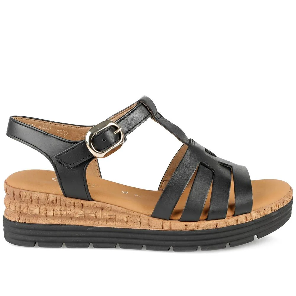 Gabor Leather Buckle Fasten Sandals - GABC44512 / 330 260 - Black - Image 2
