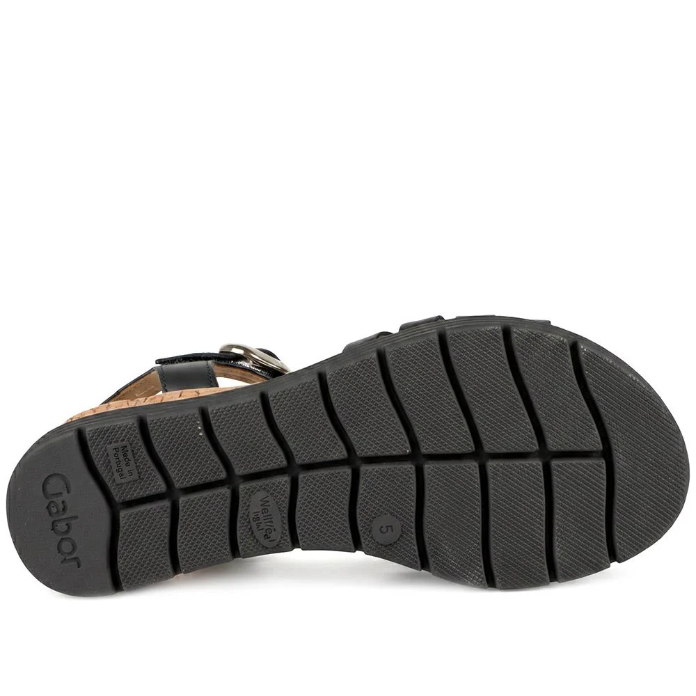 Gabor Leather Buckle Fasten Sandals - GABC44512 / 330 260 - Black - Image 5