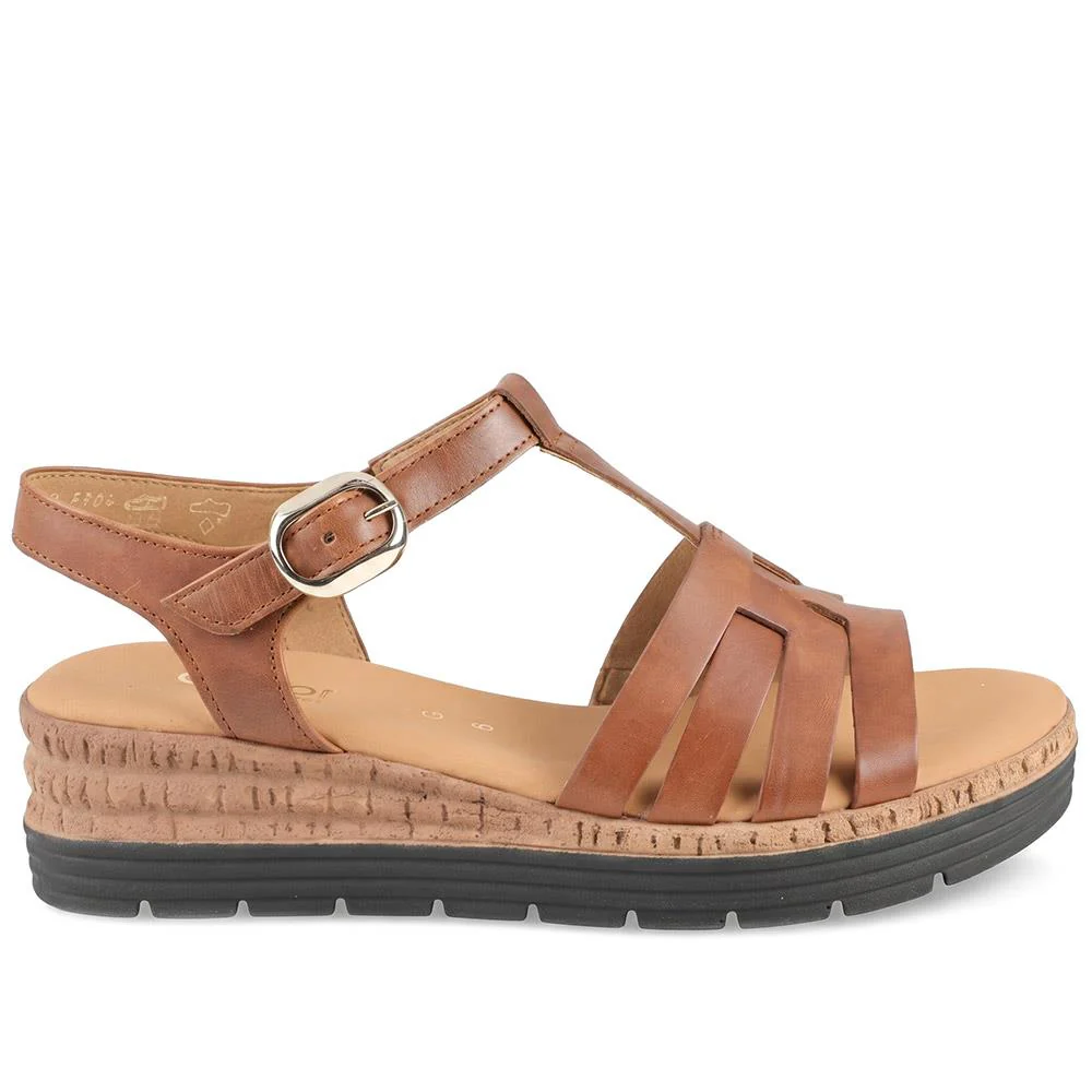 Gabor Leather Buckle Fasten Sandals - GABC44512 / 330 260 - Brown - Image 3
