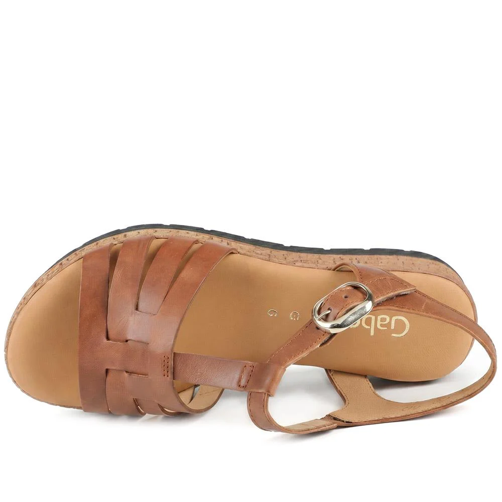 Gabor Leather Buckle Fasten Sandals - GABC44512 / 330 260 - Brown - Image 5