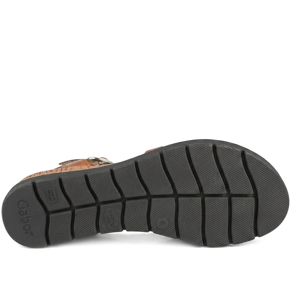 Gabor Leather Buckle Fasten Sandals - GABC44512 / 330 260 - Brown - Image 6