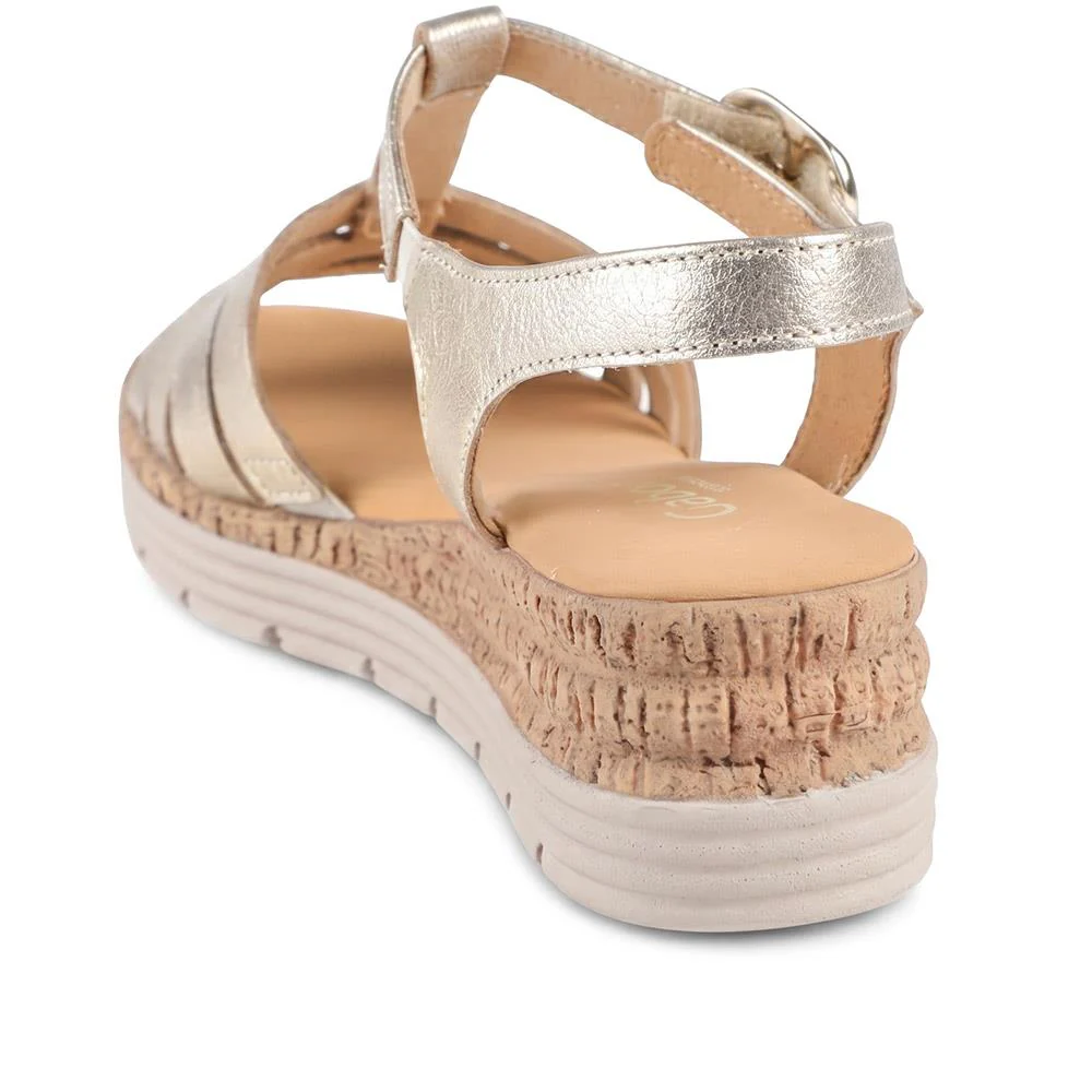 Gabor Leather Buckle Fasten Sandals - GABC44512 / 330 260 - Soft Gold - Image 4