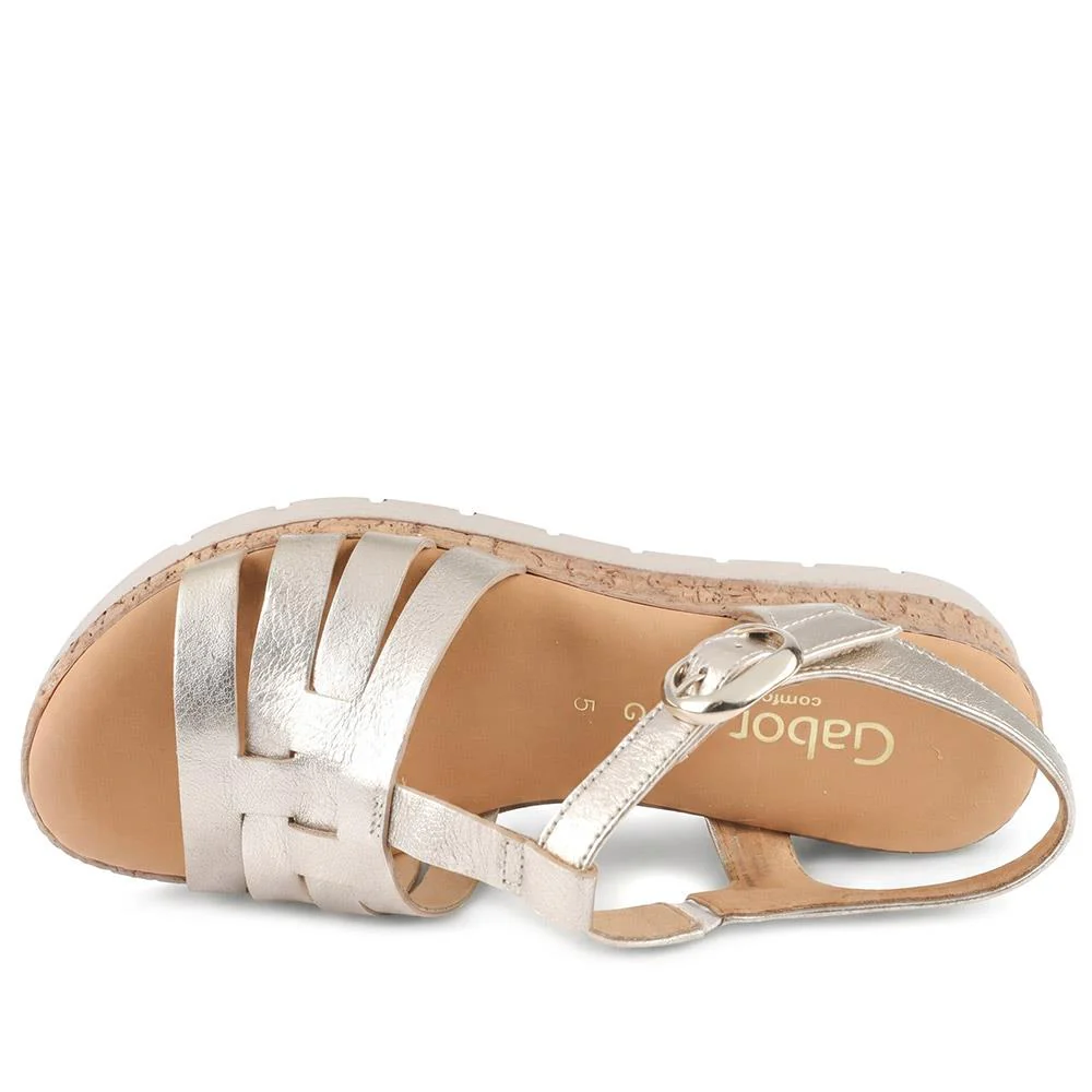 Gabor Leather Buckle Fasten Sandals - GABC44512 / 330 260 - Soft Gold - Image 5