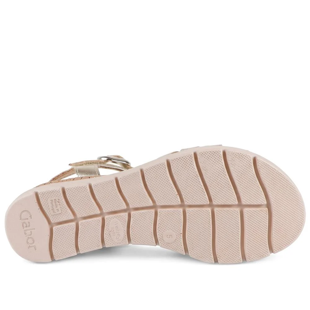 Gabor Leather Buckle Fasten Sandals - GABC44512 / 330 260 - Soft Gold - Image 6