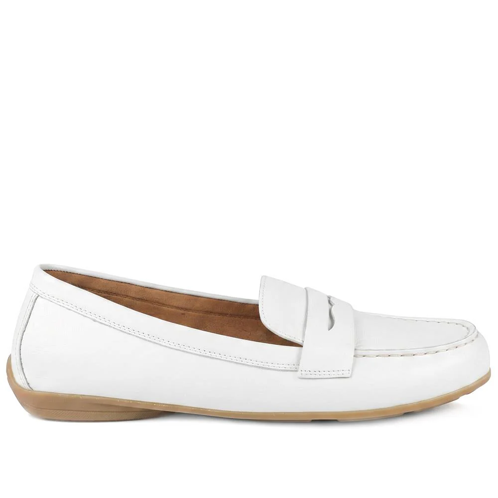 Gabor Leather Penny Loafers - GABC44517 / 330 257 - White - Image 3