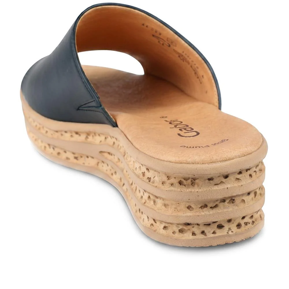 Gabor Leather Wedged Mule Sandals - GABC44507 / 330 262 - Black - Image 4