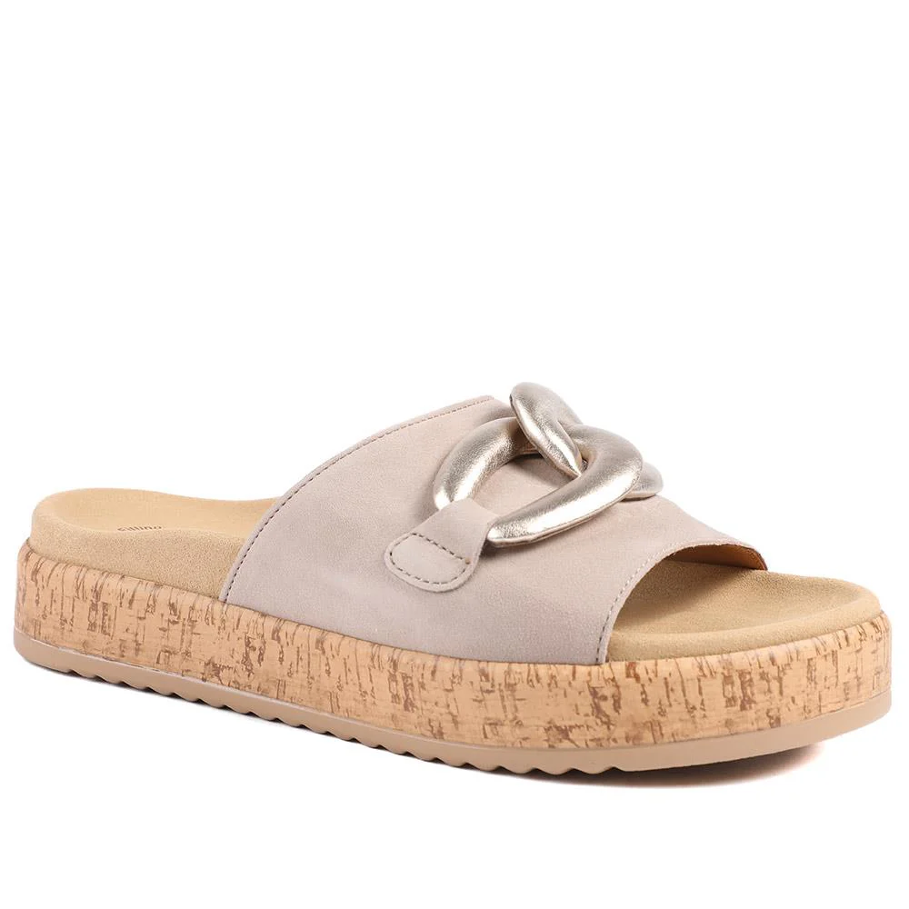 Gabor Leather Platform Sandals - GAB43004 / 328 670 - Natural