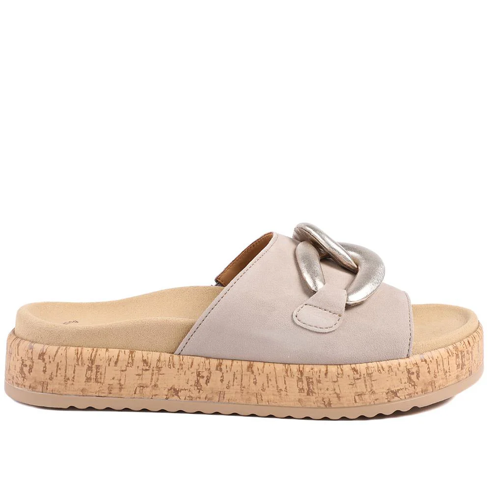 Gabor Leather Platform Sandals - GAB43004 / 328 670 - Natural - Image 3