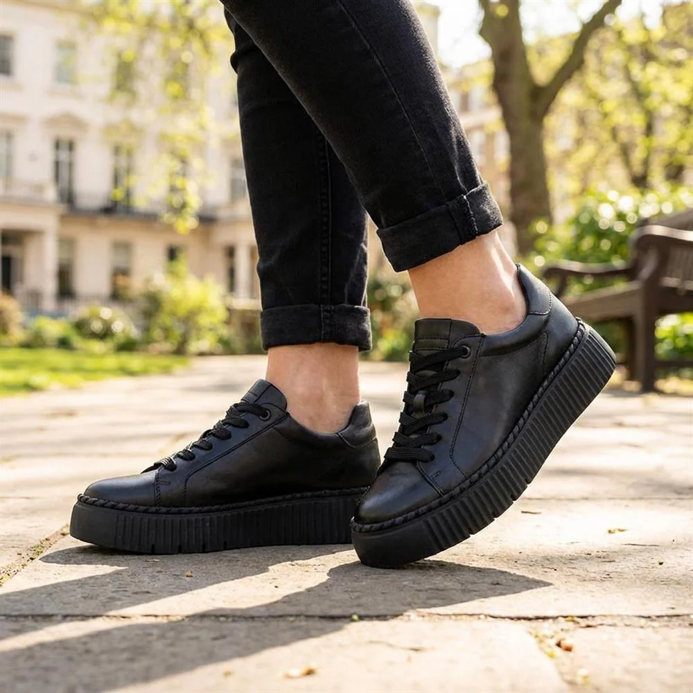 Gabor Leather Platform Trainers - GAB42023 / 329 516 - Black - Image 2