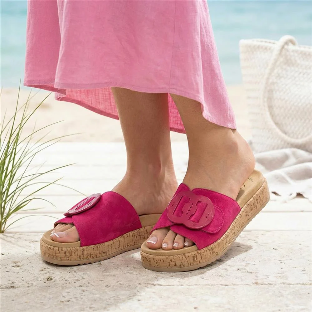Gabor Leather Slip On Mule Sandals - GAB43003 / 328 669 - Fuschia - Image 2