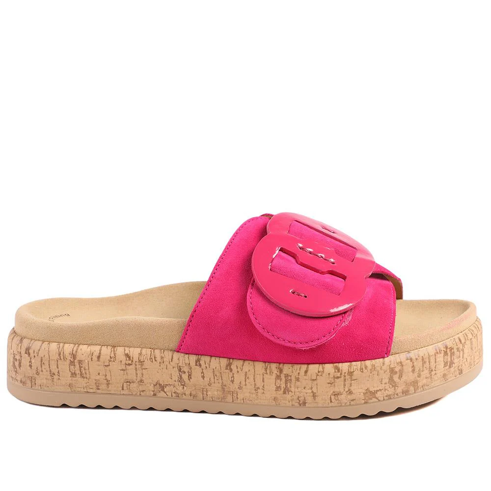 Gabor Leather Slip On Mule Sandals - GAB43003 / 328 669 - Fuschia - Image 3