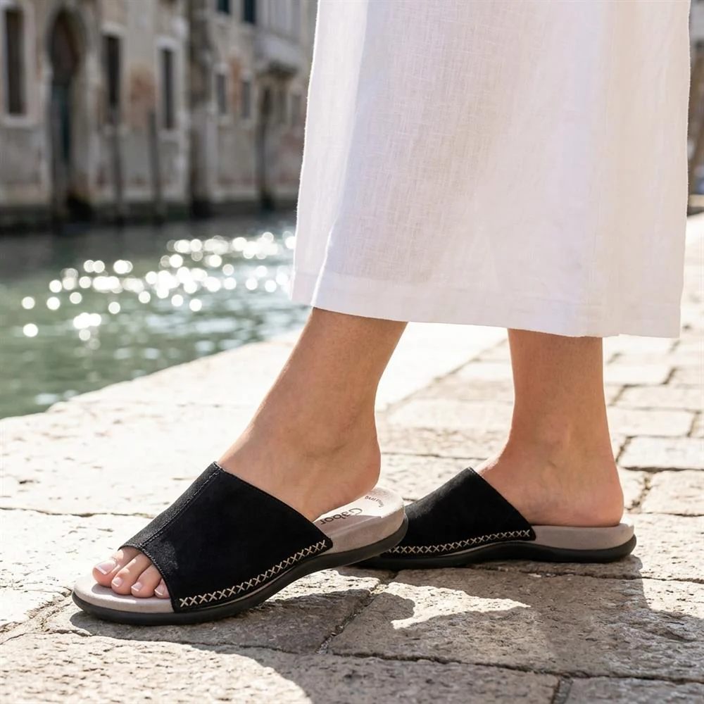Gabor Leather Slip On Sandals - GABC44505 / 330 270 - Black - Image 2