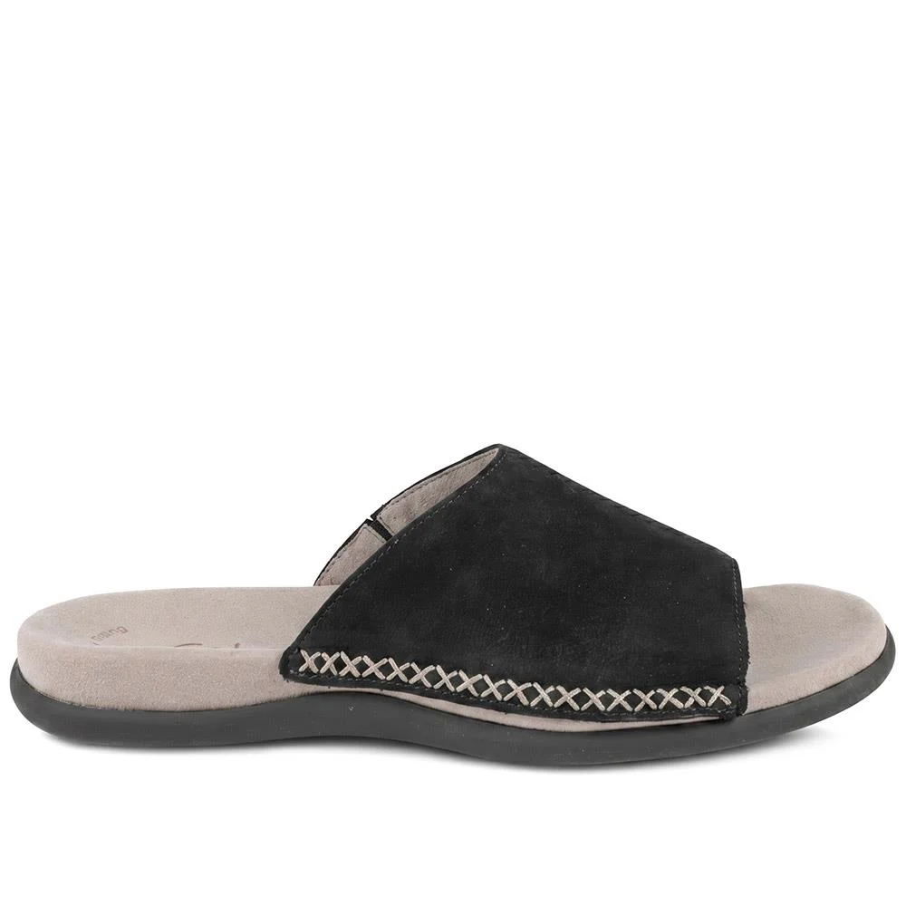 Gabor Leather Slip On Sandals - GABC44505 / 330 270 - Black - Image 3