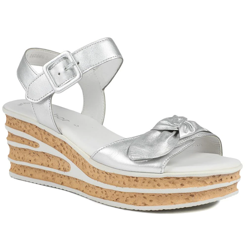 Gabor Leather Wedge Sandals - GAB43009 / 328 672 - Silver