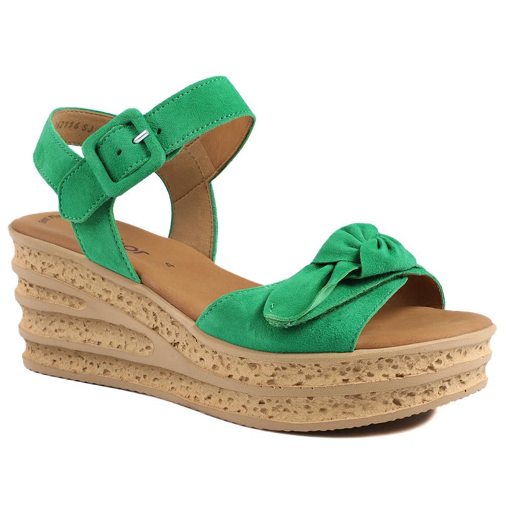 Gabor Leather Wedge Sandals - GAB43009 / 328 672 - Green
