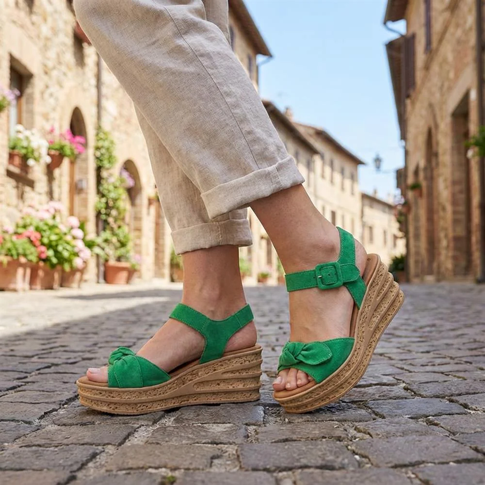 Gabor Leather Wedge Sandals - GAB43009 / 328 672 - Green - Image 2