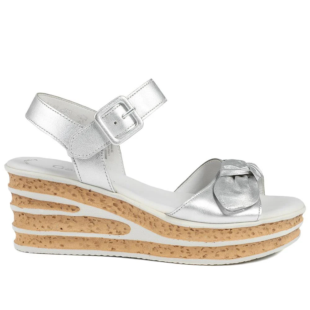 Gabor Leather Wedge Sandals - GAB43009 / 328 672 - Silver - Image 3