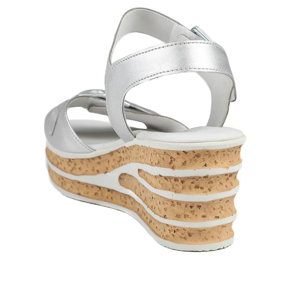Gabor Leather Wedge Sandals - GAB43009 / 328 672 - Silver - Image 4