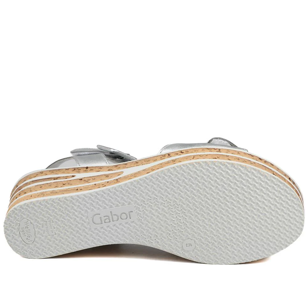 Gabor Leather Wedge Sandals - GAB43009 / 328 672 - Silver - Image 6